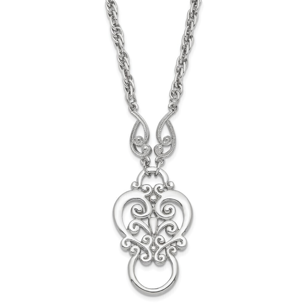 1928 Fancy Filigree Scroll 28 inch Eye Glass or Badge Holder Necklace